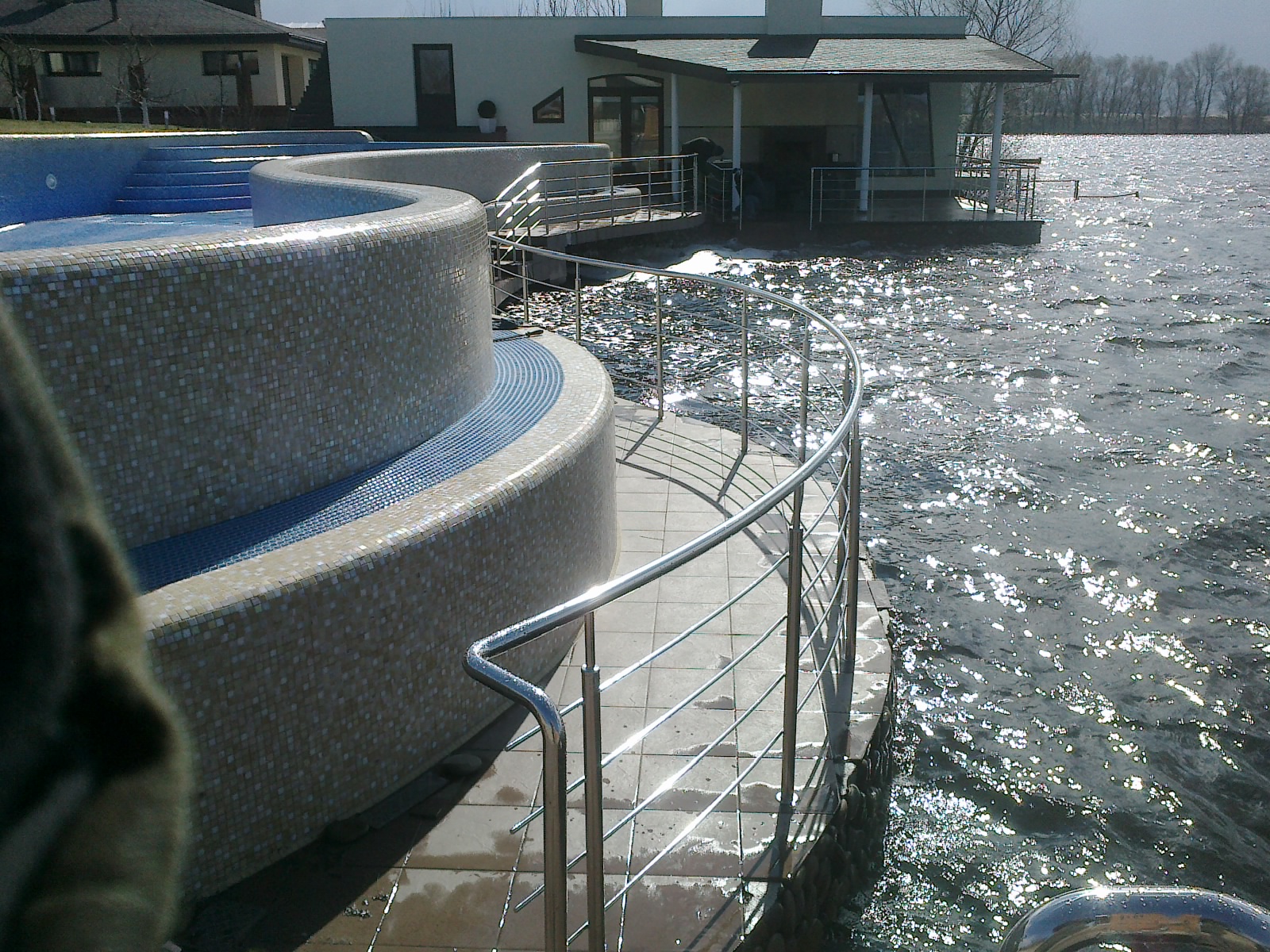 Private Home Pier Railing on a Riverbank